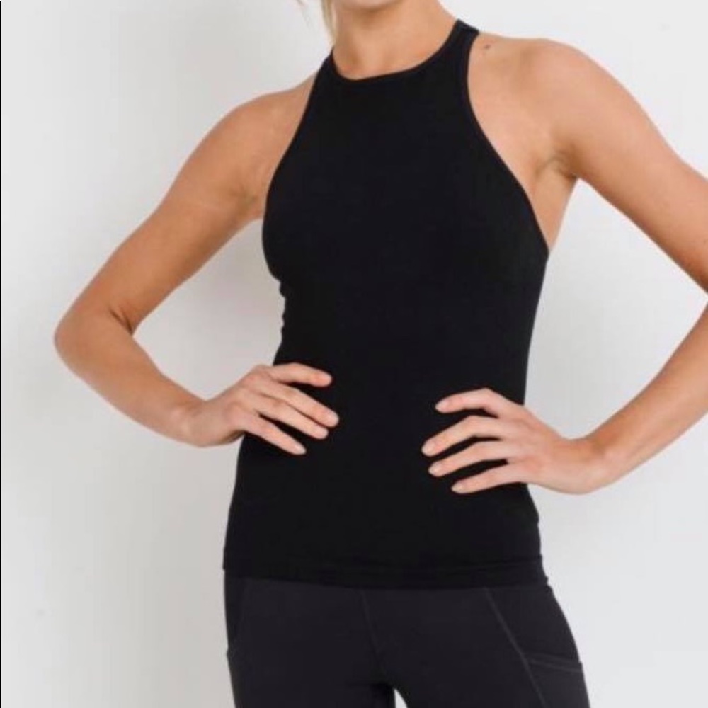 Mono B Seamless Ribbed Racerback Tank Top - Picture 4 of 5